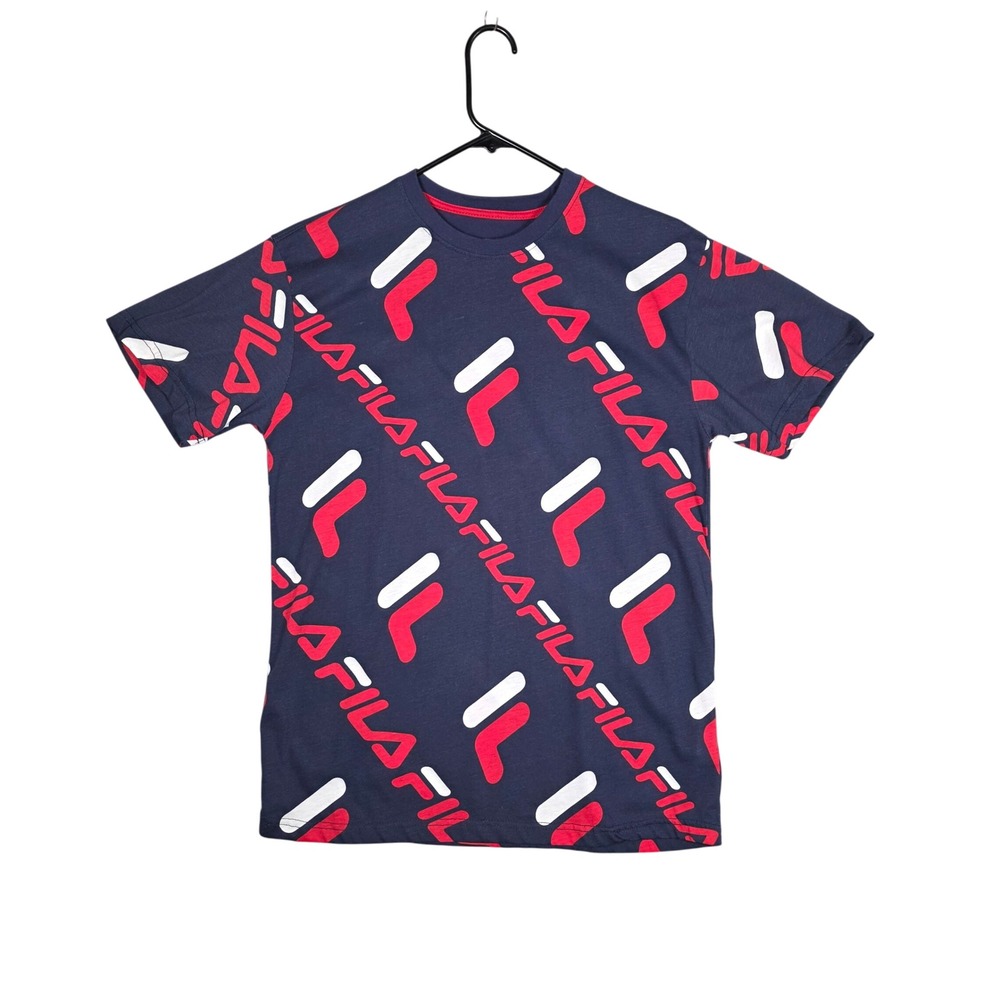 FILA All Over Print Logo Crew‎ Neck Short Sleeve Graphic T-Shirt Men's